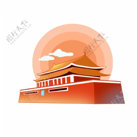 手绘天安门建筑北京天安门国庆节建军节元素