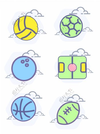 球类体育图标元素几何圆形