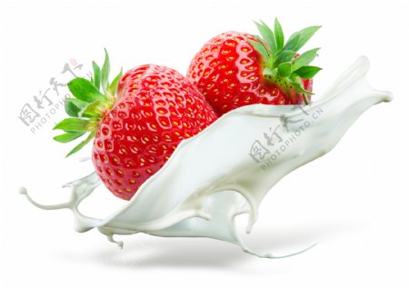 草莓与飞溅的牛奶
