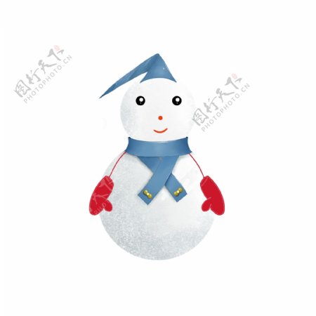 戴手套的雪人蓝围巾可商用