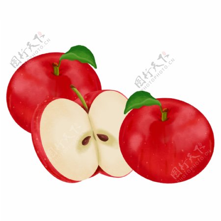 卡通苹果水果插画元素可商用