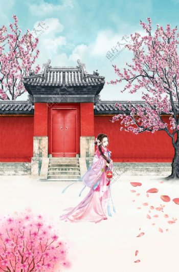 中国文化彩绘背景