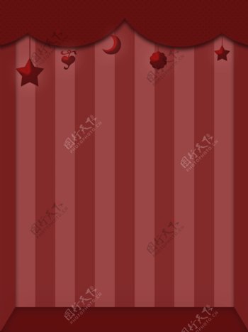 全原创立体红色舞台条纹装饰幕布新年背景