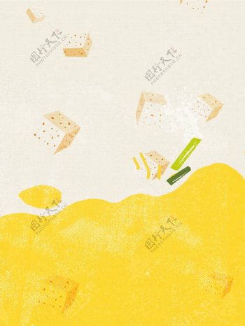 卡通手绘黄色排骨美食广告背景