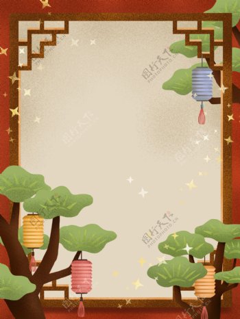 传统中国风新年灯笼背景设计