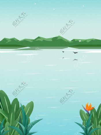 纯原创植物湖水背景