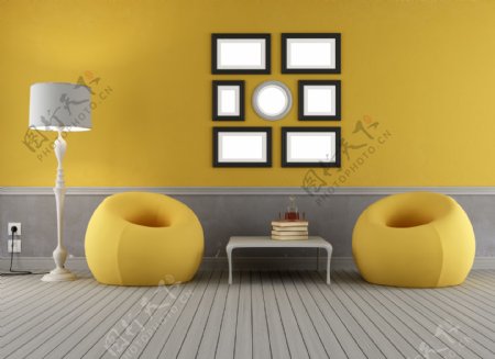 黄色风格客厅设计