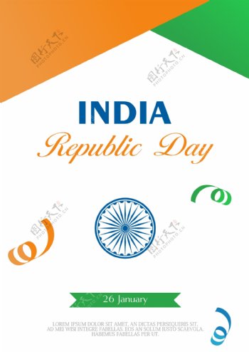 白色简洁印度共和日海报