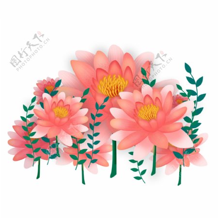 淡粉色花卉手绘png透明素材