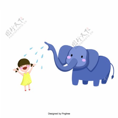 卡通大象和小女孩