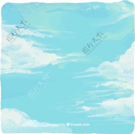 彩绘蓝天白云风景