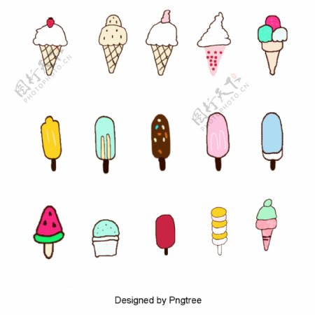 卡通手绘冰淇淋甜点