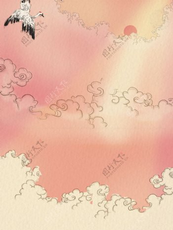 粉色浪漫温馨云彩展板背景