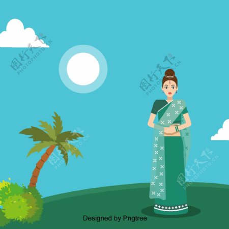 印度妇女服装绿色