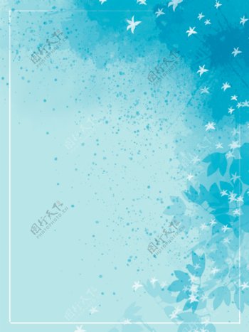 原创手绘蓝色喷溅水彩浪漫婚礼背景