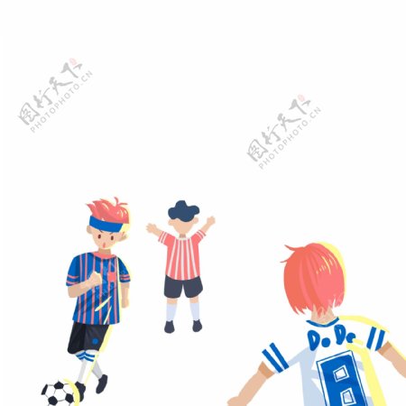 卡通扁平化踢足球的小孩人物插画