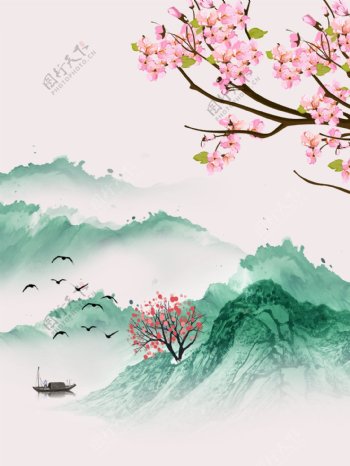 优雅古典古风中国风水墨背景