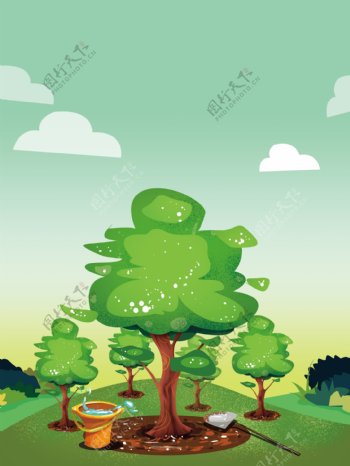 保护环境手绘保护环境种树背景设计