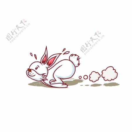 手绘奔跑的兔子插画设计