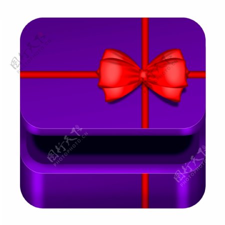 紫色高贵礼盒图标素材元素