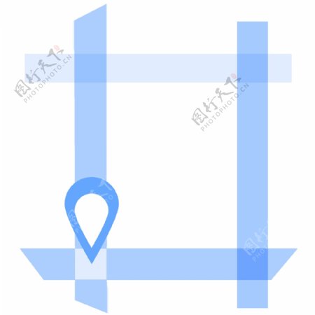 科技感简约蓝色定位地图UI图标