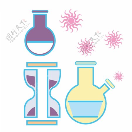 化学反应杯图标插画