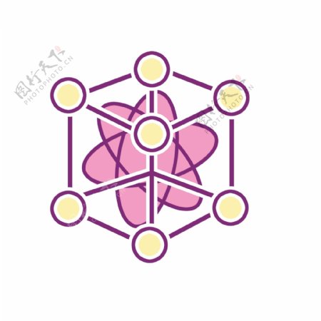 粉色的分子图标插画