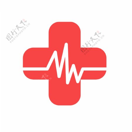 卡通红十字心电图医疗图标
