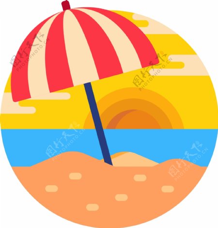 夏天暑假海滩素材图标