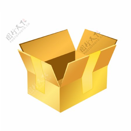 黄色敞口的纸箱子插画