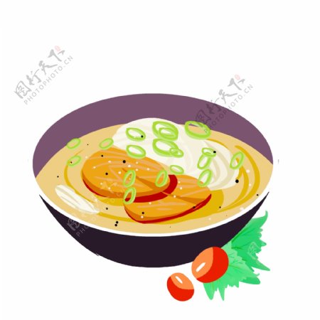 中式美味午餐面条手绘插画