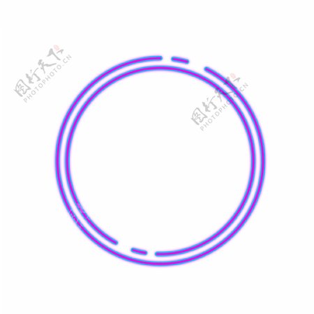 紫色线条霓虹灯装饰圆形
