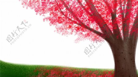 浪漫樱花树手绘边框