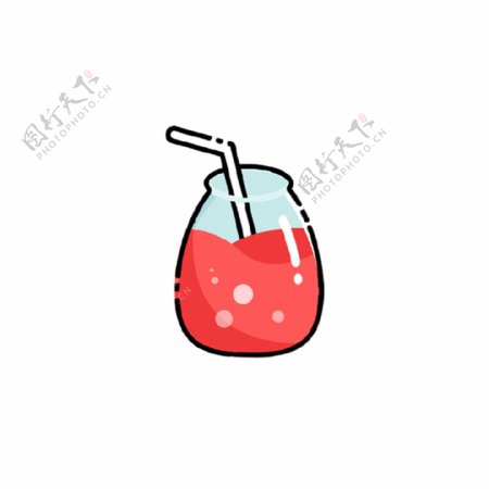 卡通红色草莓果汁