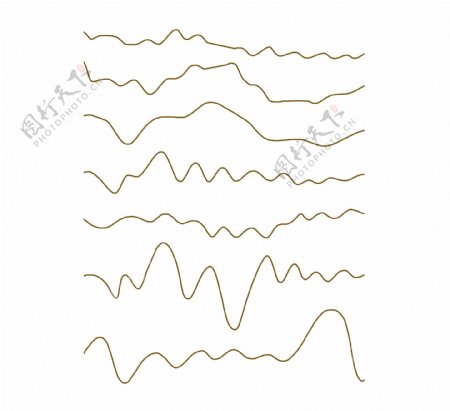 金色波动曲线手绘装饰