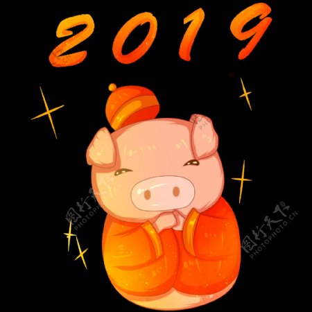 手绘2019小猪插画