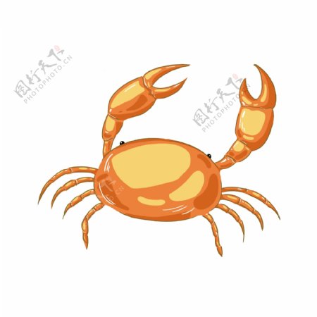 手绘卡通黄色的螃蟹插画