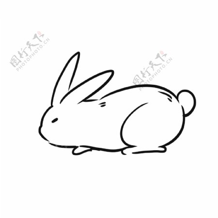 小兔子手绘线条线性图形
