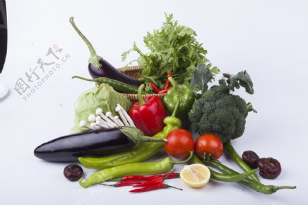 多种蔬菜组合摄影图