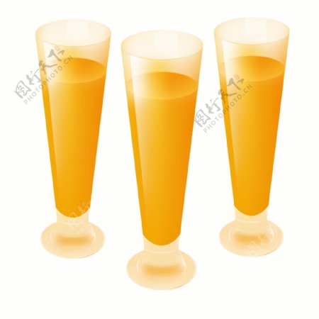 果汁橙汁长脚被玻璃杯金黄色两杯