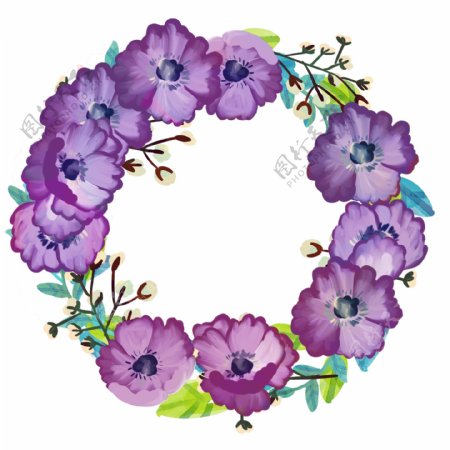 紫色的春天花藤插画