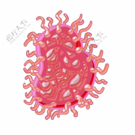 粉色的卡通细菌插画