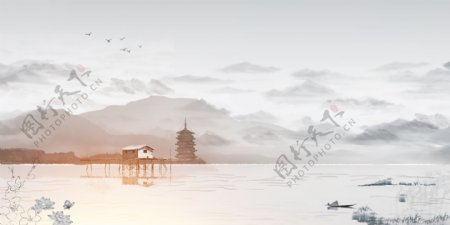 中国风山水画背景