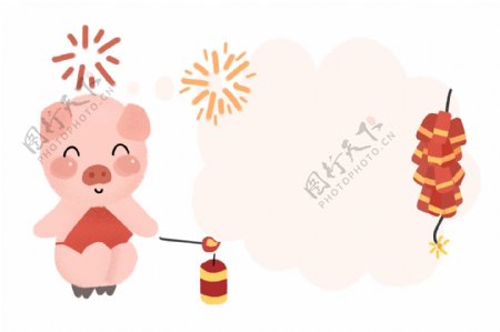 新年小猪边框插画