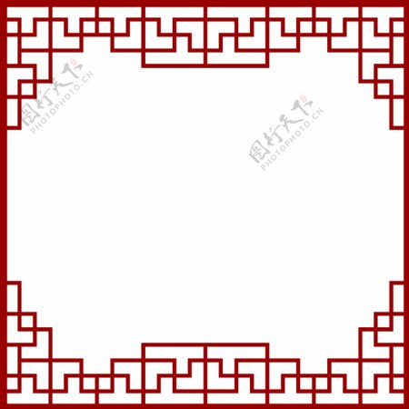 红色正方形中国风矢量海报边框透明png