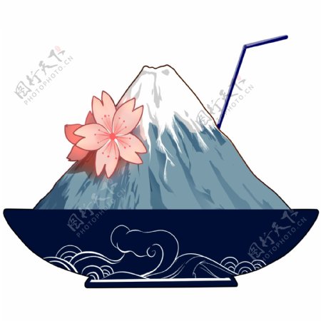 富士山美食装饰插画