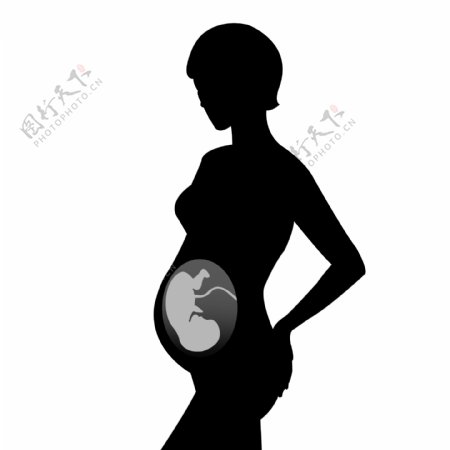 孕妇与婴儿剪影矢量图
