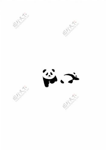 涂鸦可爱中国风国宝两只大熊猫