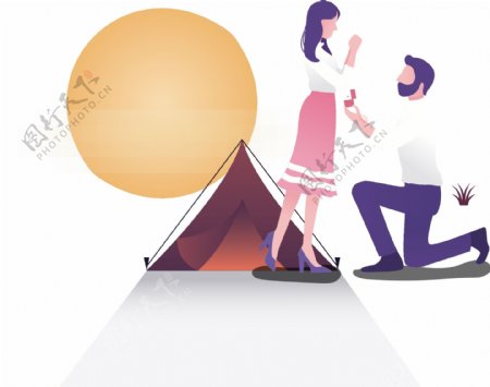 矢量情侣旅行约会主题插画