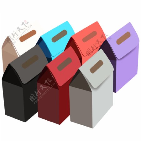 七个不同颜色的包装纸袋
